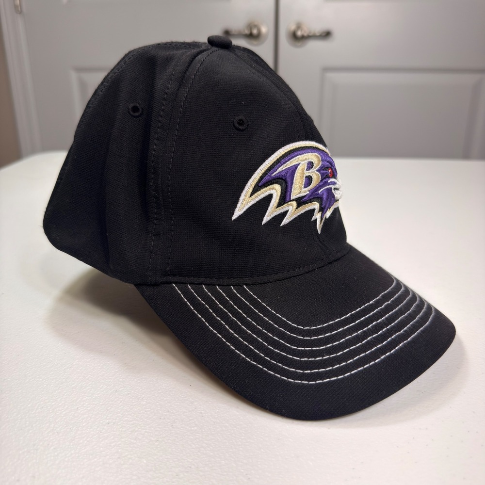 47 Brand Baltimore Ravens Hat NFL Stretch Fit Cap Black Contrast Stitching OSFA